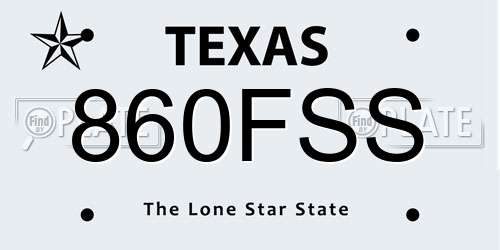 860FSS Texas License Plate