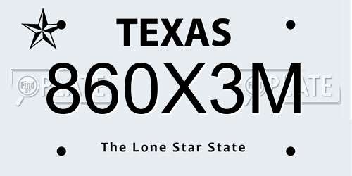 860X3M Texas License Plate
