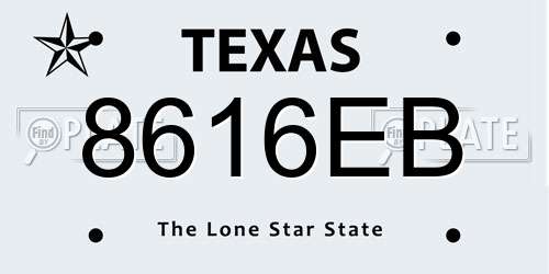 8616EB Texas License Plate