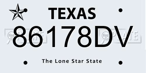 86178DV Texas License Plate