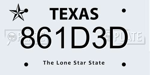 861D3D Texas License Plate