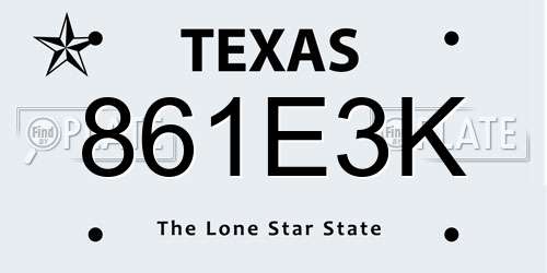 861E3K Texas License Plate