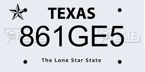 861GE5 Texas License Plate