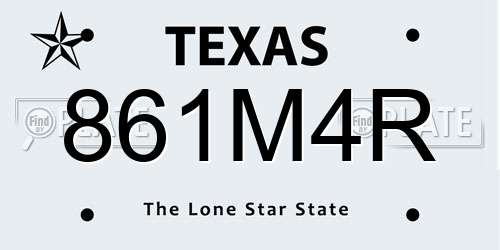 861M4R Texas License Plate