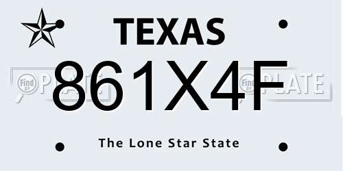 861X4F Texas License Plate