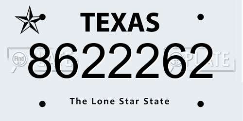 8622262 Texas License Plate