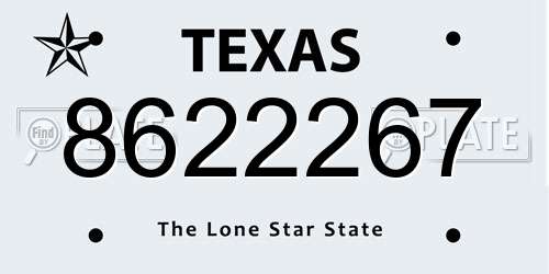 8622267 Texas License Plate