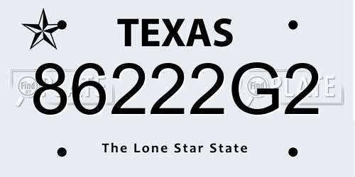 86222G2 Texas License Plate