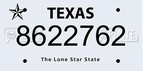 8622762 Texas License Plate