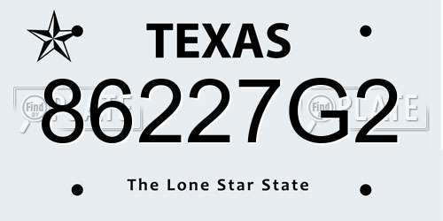 86227G2 Texas License Plate