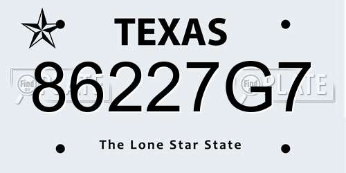 86227G7 Texas License Plate