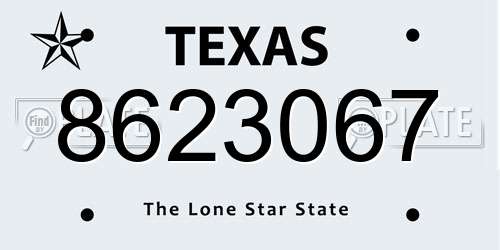 8623067 Texas License Plate