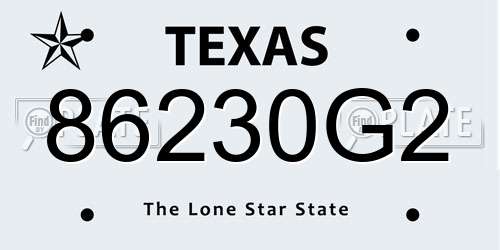 86230G2 Texas License Plate