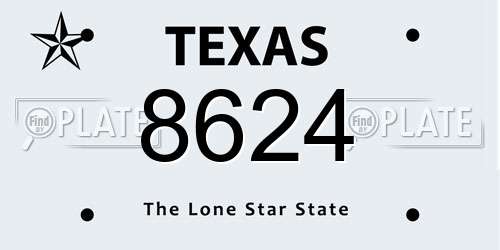 8624 Texas License Plate