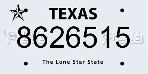 8626515 Texas License Plate