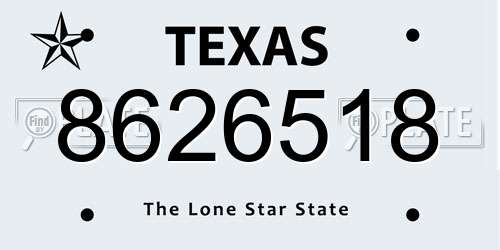 8626518 Texas License Plate