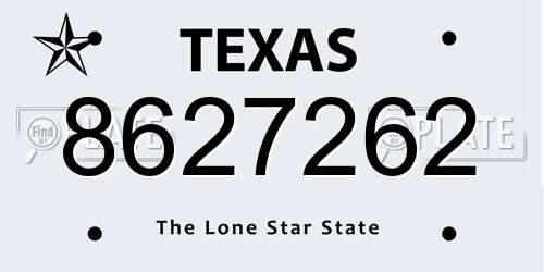 8627262 Texas License Plate