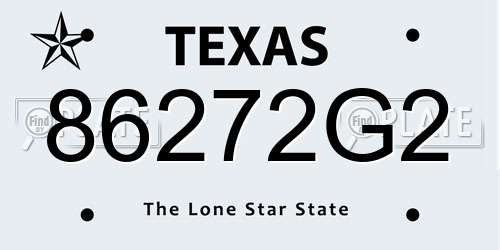 86272G2 Texas License Plate