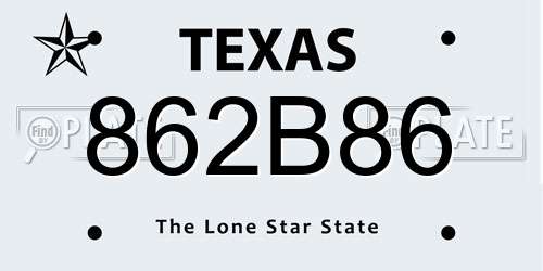 862B86 Texas License Plate