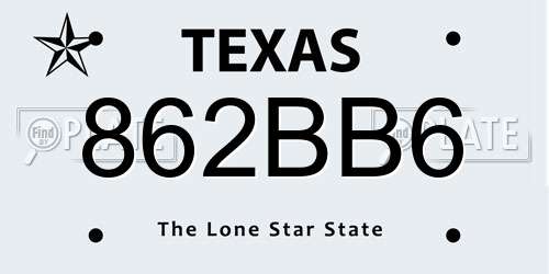862BB6 Texas License Plate