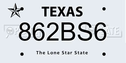862BS6 Texas License Plate
