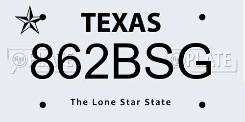 862BSG Texas License Plate