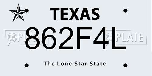 862F4L Texas License Plate