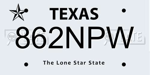 862NPW Texas License Plate
