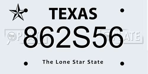 862S56 Texas License Plate