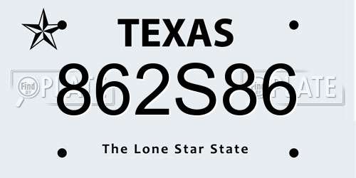 862S86 Texas License Plate
