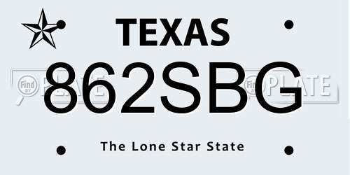 862SBG Texas License Plate