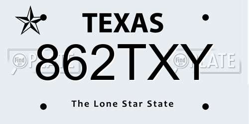 862TXY Texas License Plate