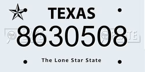 8630508 Texas License Plate
