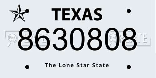 8630808 Texas License Plate
