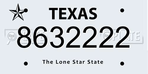 8632222 Texas License Plate