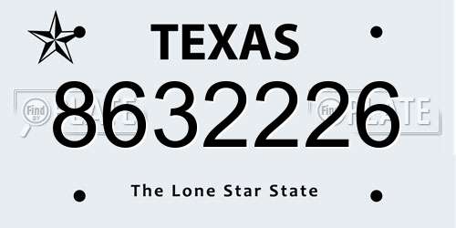 8632226 Texas License Plate