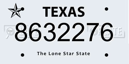8632276 Texas License Plate