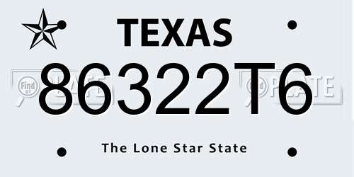 86322T6 Texas License Plate