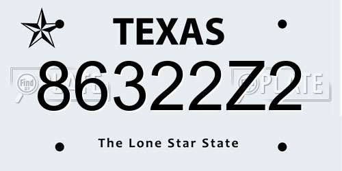 86322Z2 Texas License Plate