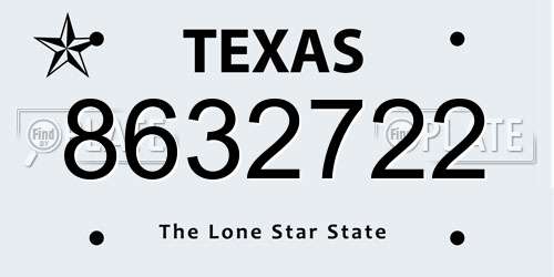 8632722 Texas License Plate