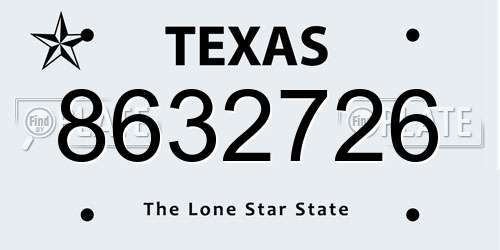 8632726 Texas License Plate