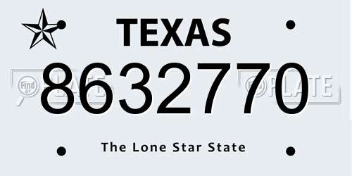 8632770 Texas License Plate
