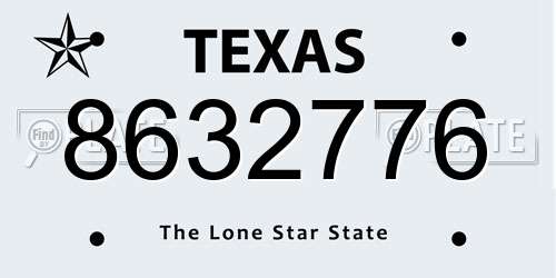 8632776 Texas License Plate