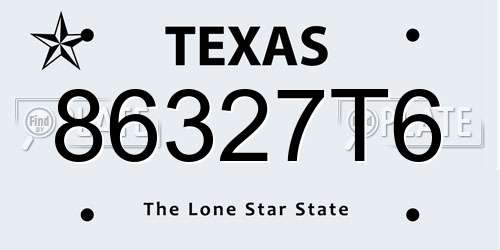 86327T6 Texas License Plate