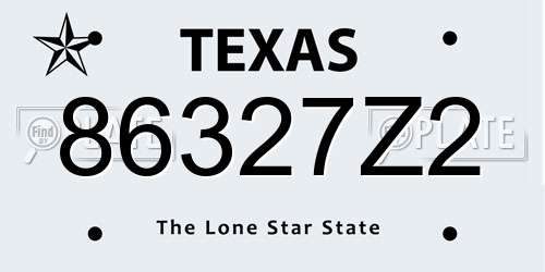86327Z2 Texas License Plate