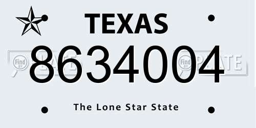 8634004 Texas License Plate