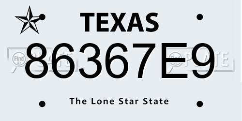 86367E9 Texas License Plate