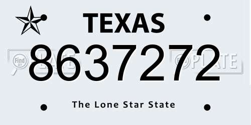 8637272 Texas License Plate