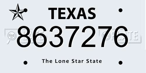 8637276 Texas License Plate