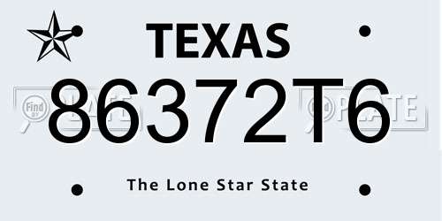 86372T6 Texas License Plate